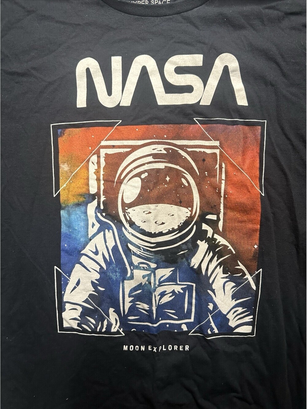 NASA Moon Explorer Astronaut Graphic T Shirt Black Space Tee XL